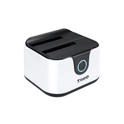 Immagine di TOOQ TQDS 802BW Base di connessione Docking Station con doppio alloggiamento SATA per dischi da 2.5&quot; e 3.5&quot;, USB 3.0 2.0 HOST, funzione CLONE offline, colore bianco
