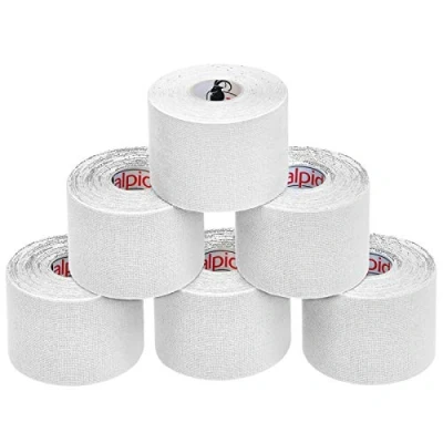 Immagine di ALPIDEX Nastro Kinesiologico Tanti Colori 1/3/ 6/12 Rotoli 5 m x 5,0 cm E Book Esempi Applicazione Tape Muscolare Cerotto, Colore:bianco, Quantità:6 rotolo
