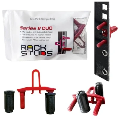 Immagine di Rackstuds DUO2 1RU Serie II Supporto Montaggio Rack Soluzione Facile e Sicura Sostituzione Dado Gabbia Vite Essenziale per Reti Hardware Server 2 Pezzi Versione Universale Campione