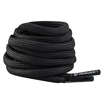Immagine di IRONLACE Paracord 550, lacci, lacci delle scarpe, corridori, escursionisti, stivali, scarpe casual, 1 paio, più colori e lunghezze, Nero 45 Inches 114 cm