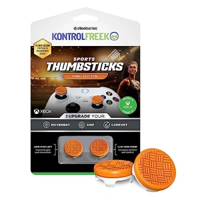 Immagine di KontrolFreek Omni per controller Xbox One e Series X, levette pollice ad alte prestazioni, 2 concave, arancione/bianco