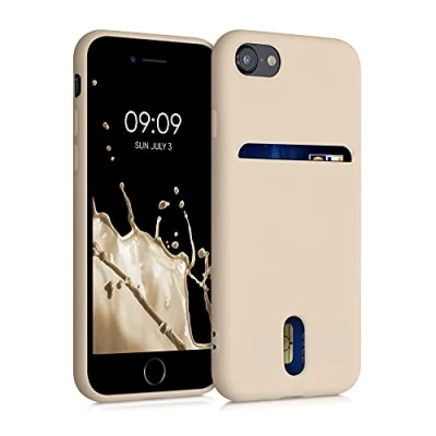Immagine di kwmobile Cover compatibile con Apple iPhone SE (2022) / (2020) 8 7 in Silicone morbido Custodia scomparto porta carte biglietti Back Case madre perla matt