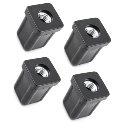 Immagine di Design61 4 tappi filettati per tubi quadrati L 25 x H 35,5 mm 1,5 con filettatura interna M10