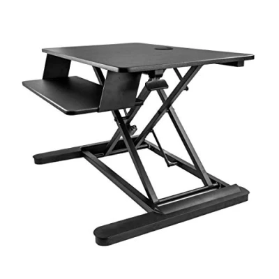 Immagine di StarTech.com Sit Stand Desk Converter with Keyboard Tray Large 35 x 21&quot; Surface Height Adjustable Ergonomic Desktop/Tabletop Standing Workstation Holds 2 Monitors Pre Assembled (ARMSTSLG)