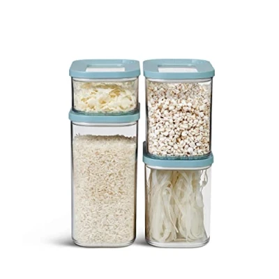 Immagine di Mepal Set di 4 pezzi Contenitori Plastica per Alimenti con Coperchio Organizzatori da Cucina Trasparente, Impilabili &amp; Ermetici 2 x 1000 ml, 1 1500 ml e 425 Nordic Green