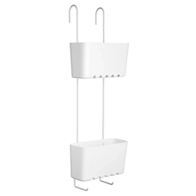 Immagine di TATAY 4522101 Standard Duo cesta organizadora ducha o bañera con Dos baldas apta para Todo Tipo de mamparas, Blanco, 20x13x59 cm
