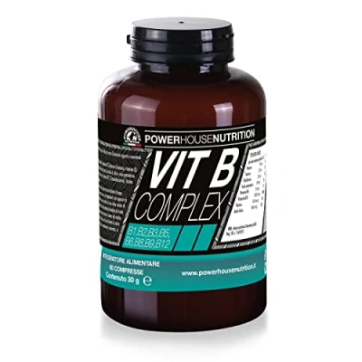 Immagine di Vitamina B Complex Alto Dosaggio Powerhouse Nutrition, Integratore di Vitamine Made In Italy con B2,B1,B3 (Niacina),B5,B6,B8 (Biotina),B9 (Acido Folico),B12, 60 compresse