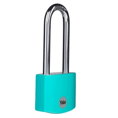 Immagine di Yale YE3B/38/156/1/TE Lucchetto in alluminio con gancio lungo, 38 mm, per armadietto, zaino, cassetta degli attrezzi, 3 chiavi, sicurezza standard