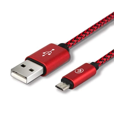Immagine di EVOMIND Cavo Micro USB in Nylon intrecciato 1M Carica rapida e Trasferimento dati per Samsung Galaxy S7/6/ A10/ J, Xiaomi Redmi 9c/6a, Controller PS4/Xbox One, altri dispositivi MicroUSB Rosso