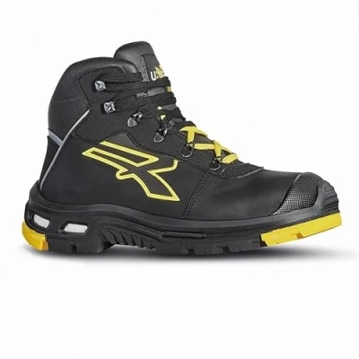 Immagine di U Power RL10524 Linea BAU &amp; BUILDING Modello COSMO Scarpe Alte di Sicurezza, S3 HRO HI SRC CI, Nero/Giallo, 39 Dimensione