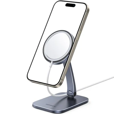 Immagine di UGREEN Supporto Telefono Tavolo per Caricatore MagSafe, Porta Cellulare MagSafe Regolabile Pieghevole, Alluminio Compatibile con iPhone 16 15 14 13 12