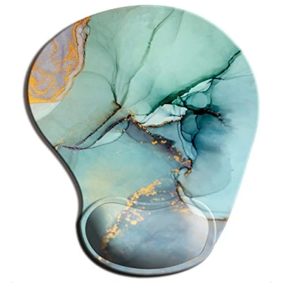 Immagine di ITNRSIIET Mouse Pad, Ergonomic Pad with Gel Wrist Rest Support, Gaming Lycra Cloth, Non Slip PU Base for Computer, Laptop, Home, Office &amp; Travel, Modern Marbling