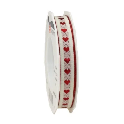Immagine di Präsent Nastro Stampato, Raso, Bianco, 15 mm Width, 20 m Length