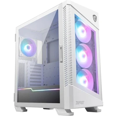 Immagine di MSI MPG VELOX 100R BIANCO Chassis Gaming, ARGB, Bracket per GPU Verticale, Supporta radiatore fino a 360mm, Type C, Vetro temperato (apertura laterale), 7 ventole