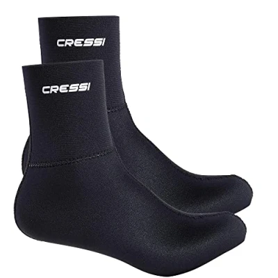 Immagine di Cressi Black Neoprene Socks Resilient Calzari per Immersione in Ultra Stretch Nero da 3 mm, S (38/39 EU), Unisex Adulti