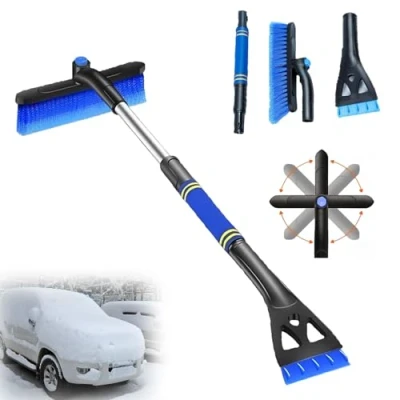 Immagine di Spazzola da Neve per Auto,2 in 1 Raschietto Ghiaccio,Spazzola con Raschietto,Raschietto Rimovibile, 74 Cm di Lunghezza Impugnatura Antiscivolo e Isolante,per Parabrezza Robusto Scopa