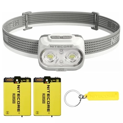 Immagine di Nitecore UT27 2024 Pro (versione 2024) doppio fascio leggero Trail Running faro con 2 batterie HLB1500, etichetta (grigio)
