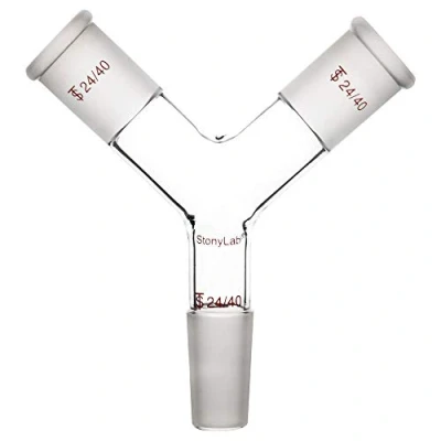 Immagine di stonylab Adattatore di Collegamento a Forma Y in Vetro, Vetro Borosilicato Connettore 3 Vie con 24/40 Giunti, Shaped Connecting Adapter per Forniture Laboratorio