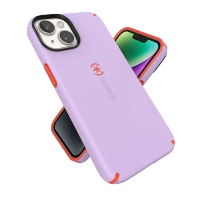Immagine di Speck CandyShell Pro custodia sottile per iPhone 14 e 13, con protezione contro le cadute, resistente ai graffi tocco morbido da 6,1 pollici, a doppio strato, viola