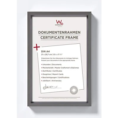 Immagine di walther designCornice per quadri in acciaio 21 x 29,7 cm (DIN A4) con passe partout, cornice plastica Steel Style ES130D