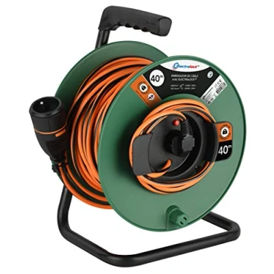 Immagine di Electraline 208666 prolunga Jardín con avvolgitore 40 m, 3 G1,5 mm, femmina francese Electralock dotata di sistema bloccaggio che impedisce la disconnessione spina, colore: