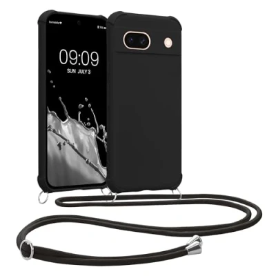 Immagine di kwmobile Custodia Compatibile con Google Pixel 8a Cover Back Case in Silicone TPU Protezione Smartphone Cordino nero