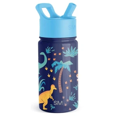 Immagine di Simple Modern Borracia con Cannuccia per Bambini Borraccia Acciaio Inossidabile Isolato Riutilizzabile Bambina e Summit 415ml Giungla Giurassica