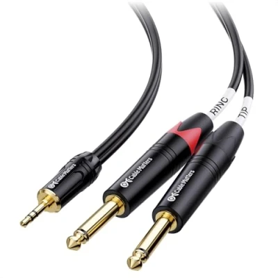 Immagine di Cable Matters Cavo breakout da TRS 3,5 mm a Dual TS 6,35 3 m, 1/8 1/4