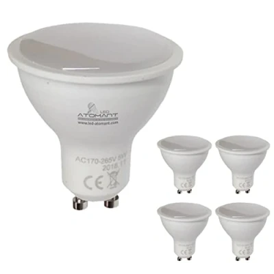 Immagine di LED ATOMANT Confezione da 5 Lampadina GU10 5W, Colore Bianco Freddo (3000K), 550 Lumen, Apertura di 120 gradi