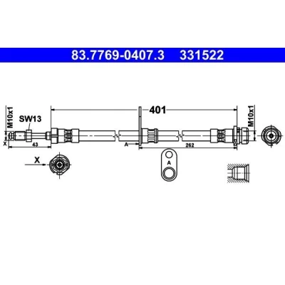 Immagine di ATE 83.7769 0407.3 Tubi Freno 401 M10x1 FORD: Transit Connect Mk2 Station Wagon