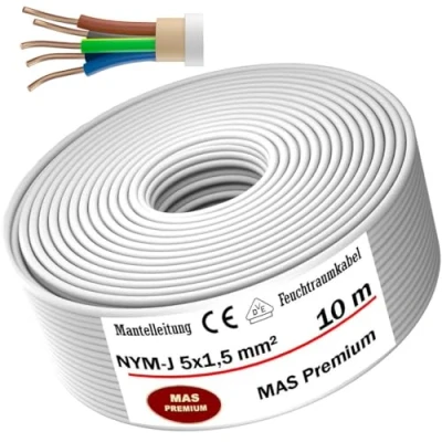 Immagine di cavo di alimentazione per ambienti umidi, da 5 m a 170 m, NYM J x 1,5 mm², elettrico ad anello posa fissa (10 m)