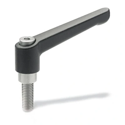 Immagine di Ganter Normelemente GN 300.1 45 M6 40 SW 1 Leva di serraggio Regolabile con Vite filettata in Acciaio Inox, Finitura Opaca, Nero, Gewinde: M6x40mm