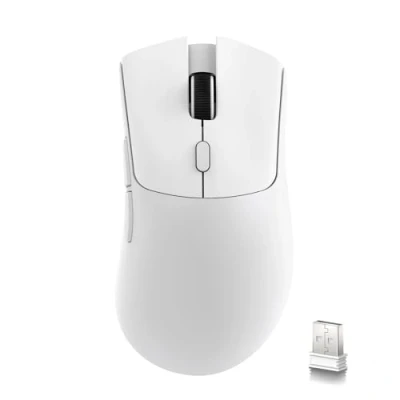 Immagine di MAMBASNAKE x Attack Shark R1 Mouse da gioco wireless leggero a tre modalità 59 g, connettività 2,4 GHz/BT/cablata, 5 pulsanti programmabili, 6 DPI regolabili fino 18000, PixArt PAW3311 Bianco