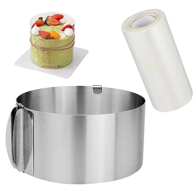 Immagine di Anello Torta Regolabile, Stampo Circolare per Torte e Allungabile, Rotondo 16 30cm 1PCS Collare Trasparenti 10M Acetato Pasticceria in Mousse Decorazioni