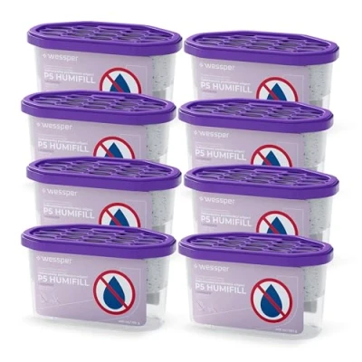 Deumidificatore Wessper Monouso 400 Ml – Set 5 Pezzi Con Cloruro Di Calcio, Per Ambienti Fino A 9 M², Durata 42 Giorni, Senza Elettricità
