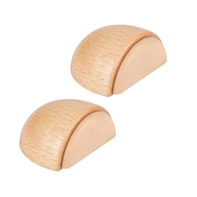 Immagine di LouMaxx Set di 2 Fermaporte in Legno Fermaporta a Pavimento Autoadesivo Ferma Porte Adesivo Da Terra Design Faggio