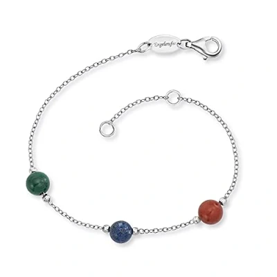 Immagine di Engelsrufer Bracciale da donna in argento sterling e pietra potente, chiusura a moschettone, regolabile due lunghezze, senza nichel, 3 Steine, Argento, Zirconia cubica