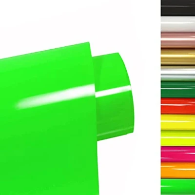 Immagine di FOSER Pellicola per plotter in tessuto, 30 cm x 3 m, Vinile Termoadesivo Tessuti, magliette fai da te, tessuti (Verde Fluorescente)