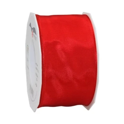 Immagine di C.E. Pattberg Präsent Nastro in tafetta con filo, 60 mm, 25 m, colore: Rosso