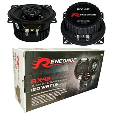 Immagine di 2 RENEGADE RX42 altoparlanti coassiali a vie da 4&quot; 10,00 cm 100 mm 60 watt rms 120 max impedenza 4 ohm 92 db spl per auto neri, coppia