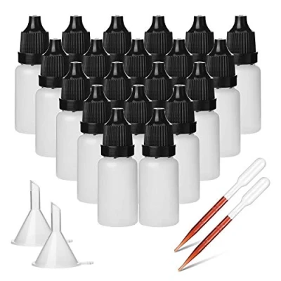 Immagine di Hyber&amp;Cara 10ml Flaconi bottiglie contagocce in plastica per liquido lacrime con imbuti e pipette, 50 pezzi