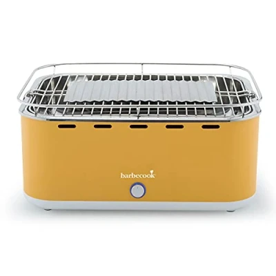 Immagine di Barbecook Carlo barbecue portatile senza fumo, a carbone, piccolo lavabile in lavastoviglie, giallo