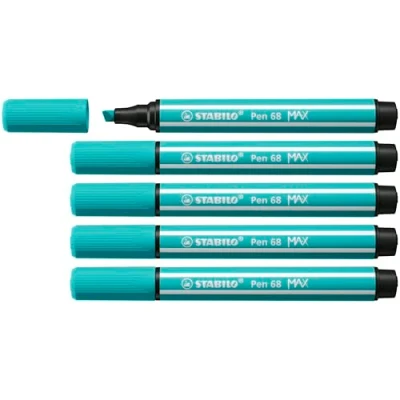 Immagine di Stabilo Pen 68 Max Penna in feltro con punta spessa per scalpello, colore: Verde ghiaccio