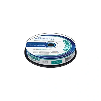 Immagine di MediaRange 10 x DVD+R DL 8.5 GB 8x mit Tintenstrahldrucker bedruckbare Oberfläche, Bedruckbarer Innenring Spindel