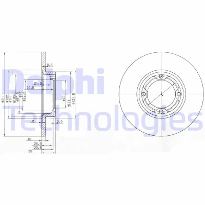 Immagine di DELPHI BG2533 Disco freno 211 10 4 pieno Oleato non trattato senza cuscinetto ruota, anello sensore ABS