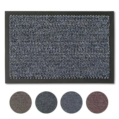 Immagine di zerbino 60x80 cm per interni ad asciugatura rapida antiscivolo clean off blu screziato liscio