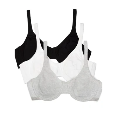 Immagine di Fruit of the Loom Reggiseno donna in cotone elasticizzato comfort estremo, Nero/Bianco 86 ck/Grigio mélange, 5C