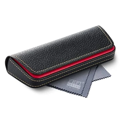 Immagine di FEFI Elegante custodia per occhiali in pelle bicolore, Colore: rosso, M