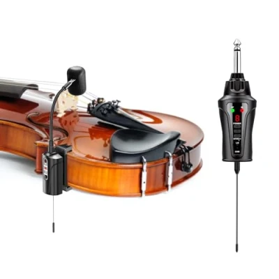 Immagine di ACEMIC UHF Violin Wireless Microphone Pick Up Gooseneck Instrument Clip on Mic Trasmettitore e ricevitore per altoparlanti attivi, sistemi PA VT 5