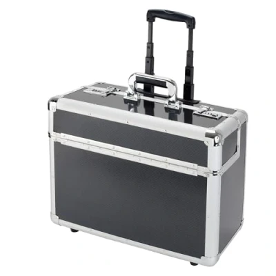 Immagine di Alumaxx Trolley Pilot Vano per PC portatile, 2 serrature a combinazione, argento carbonio, in alluminio, rif. 45129, carbonio argentato, Bagaglio mano